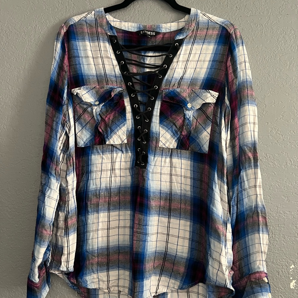Express Blue and White Long Sleeve